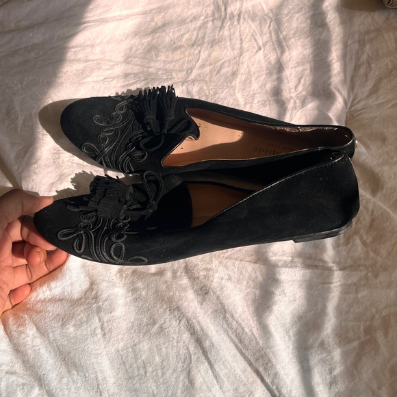 Kate Spade Black Embroidered Flats - Picture 2 of 2